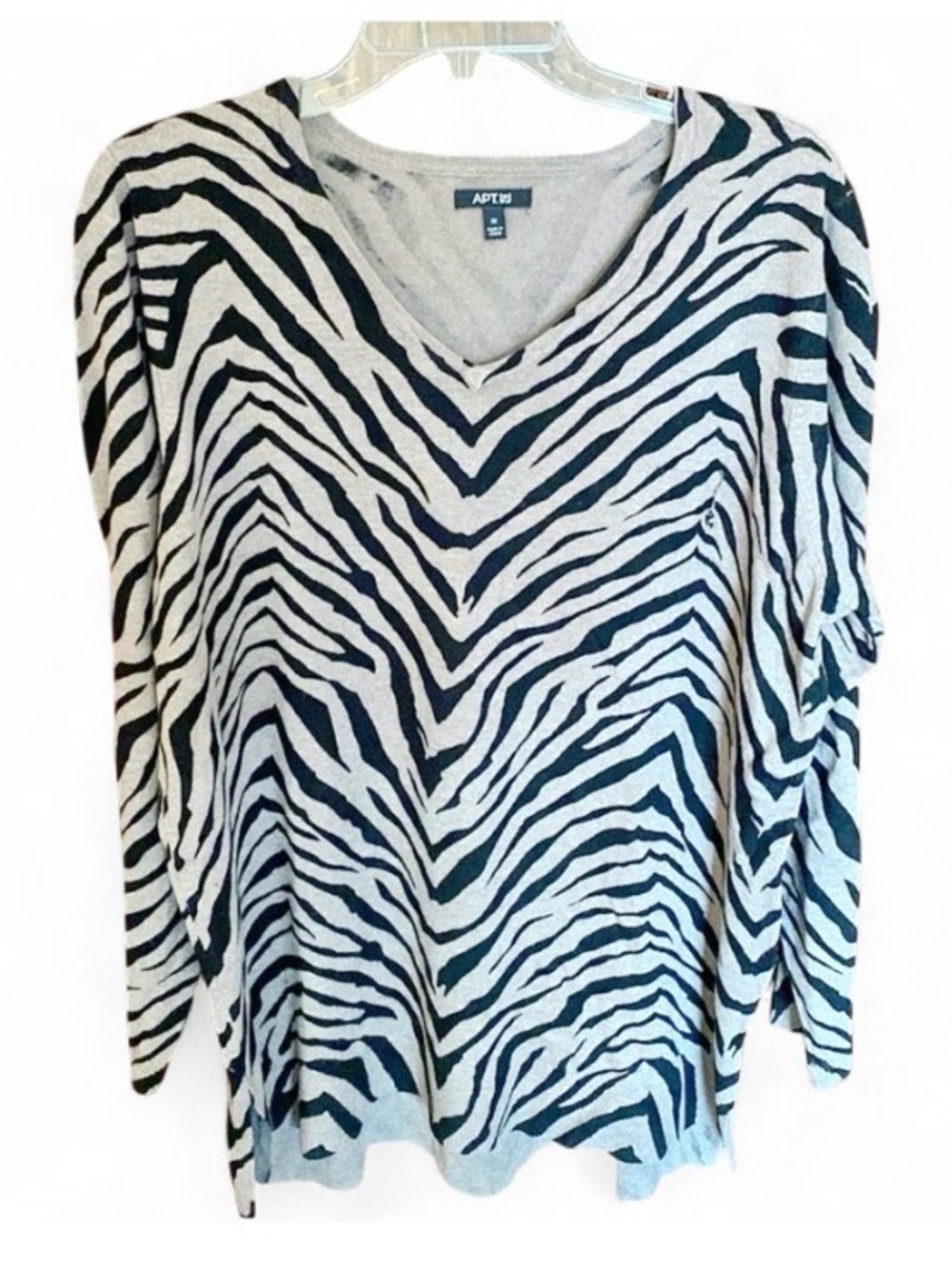 Apartment 9 Animal Print V-Neck Tunic Sweater Taupe Black 1X